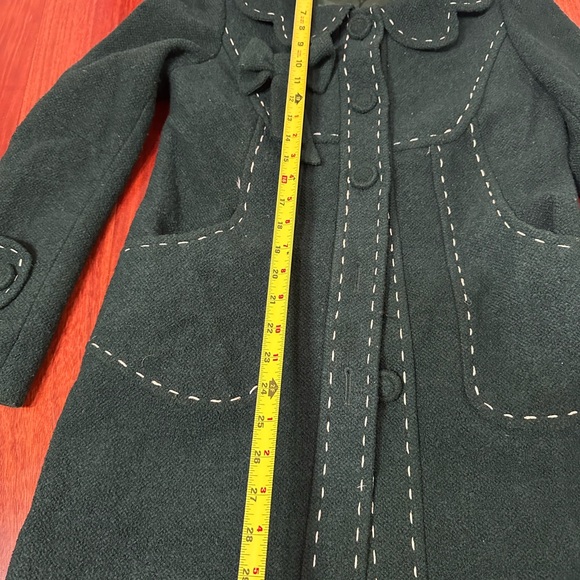 Retro green Mary Jane jacket coat wool-blend 80s Korean - Picture 7 of 10